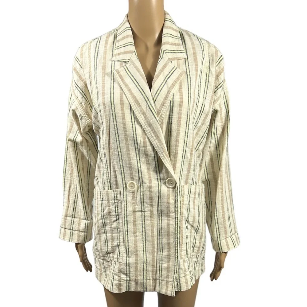 Maeve Boyfriend Blazer XS Multicolor Danielle Striped Oversized Double Breasted - Picture 3 of 11